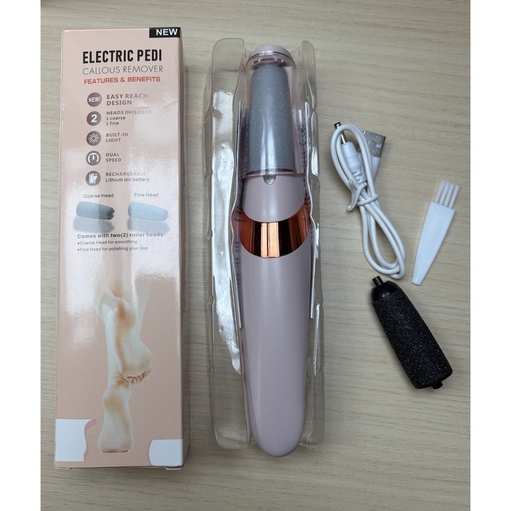 Electric Pedi Callous Remover Pedicure Grinder Tool / 2 Heads Rechargeable Pink